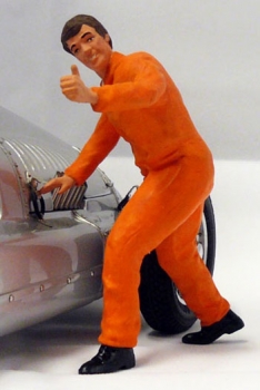 Figurenmanufaktur 180133 Mechaniker Daumen hoch, oranger Overall - Figur 1:18