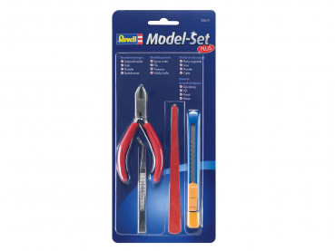 Revell Model-Set Plus Bastelwerkzeuge - Seitenschneider - Feile - Pinzette - Bastelmesser