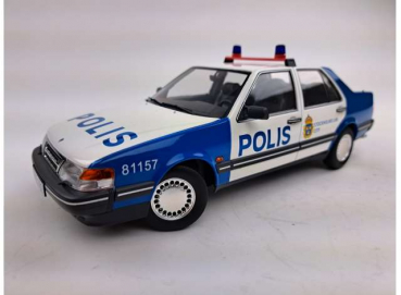 Triple9 Saab 9000 CD 1990 Turbo Swedish Police white/blue 1:18 limited 1/1002 Modellauto
