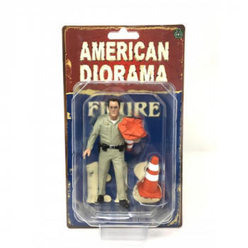 American Diorama 77514 Highwy Patrol US Polizei - Polizist sammelt Pylonen 1/1000 1:24