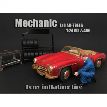 American Diorama 77496 Mechaniker Tony 1/1000 1:24 Figur wechselt Reifen