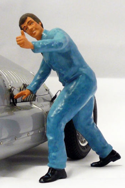 Figurenmanufaktur 180134 Mechaniker Daumen hoch, blauer Overall - Figur 1:18