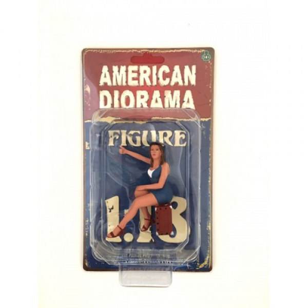 American Diorama 77456 - 70er Figur  VI - Frau in blauer Kleidung - 1/1000 1:18