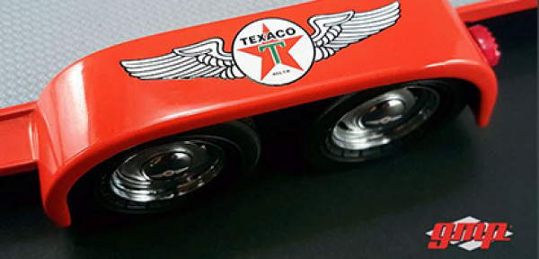 GMP 18868 Tandem Car Trailer "texaco" rot Anhänger 1:18 Motorsportanhänger