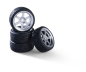 Preview: Carson 1:10 Wheelset 6 Spoke Design silver for Tamiya