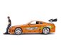 Preview: Jada Toys 253206001 Fast & Furious Brian's Toyota Supra 1995 + Figur 1:18 Modellauto