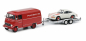 Preview: Schuco Mercedes Benz L319 + Trailer + Porsche 911 RS 1:43 limitiert Modellauto