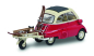 Preview: Schuco BMW Isetta mit Autoporter Anhänger Wintersport Ski 1:43 limitiert 1/750 Modellauto