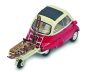 Preview: Schuco BMW Isetta mit Autoporter Anhänger Wintersport Ski 1:43 limitiert 1/750 Modellauto