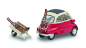 Preview: Schuco BMW Isetta mit Autoporter Anhänger Wintersport Ski 1:43 limitiert 1/750 Modellauto