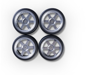 Preview: Carson 1:10 Wheelset 6 Spoke Design silver for Tamiya