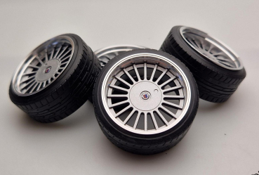 Preview: 1:12 SD Felgen 16 Zoll "ALU" Alpina II silver 48,5mm modelcar Tuning