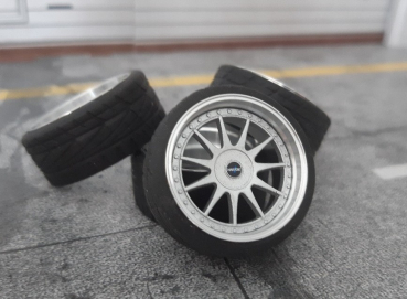 SD Felgen 18 Zoll "ALU" BBS Hartge silver 32mm 1:18 Modelcar Tuning