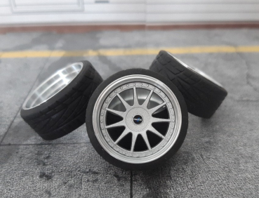 SD Felgen 18 Zoll "ALU" BBS Hartge silver 32mm 1:18 Modelcar Tuning