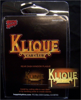 Hoppin Hydros Klique Car Club Brass Window Plaque passend zu 1:18 / 1:24