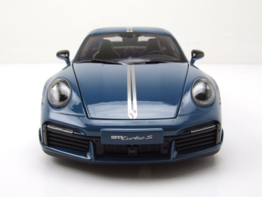 Minichamps PORSCHE 911 992 Turbo S Coupe 2021 Sport Design blau 1:18 Modellauto limitiert 1/504