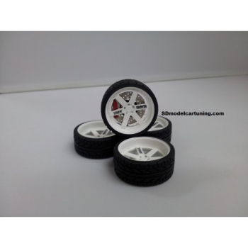 SD Felgen 19 Zoll VOLK TE37 weiss 35mm 1:18 Modellauto Tuning