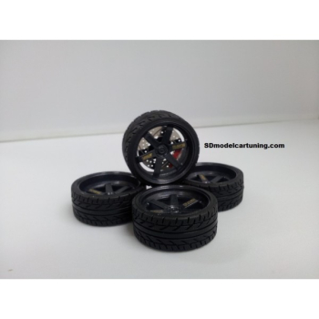 SD Felgen 19 Zoll VOLK TE37 gunmetall 35mm 1:18 Modellauto Tuning