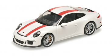 Minichamps 125066320 Porsche 911 R 991 weiss mit roten Streifen 2016 1:12 Modellauto