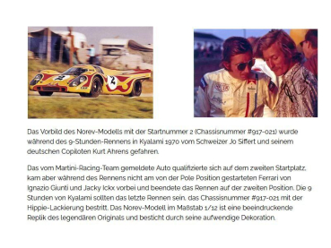 PORSCHE 917K #2 Siffert/Ahrens 1970 9h Kyalami 1:12 Norev modelcar R23 limited 1/200 127506