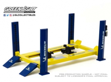 Greenlight Hebebühne 4-post-lift Michelin 13554 blue-yellow 1:18 garage diorama