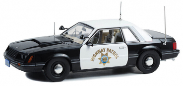 Greenlight 1982 Ford Mustang SSP Police California Highway Patrol 1:18 Modelcar 13600