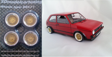 SD Felgen 14 Zoll BRS-F1 - BBS E50 gold 28mm 1:18 Modellauto Tuning