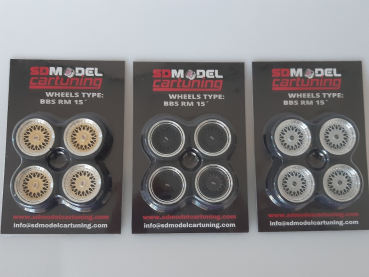 SD Felgen 15 Zoll BBS RM silber 30mm 1:18 Modellauto-Tuning