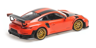 Minichamps 155068305 PORSCHE 911 991.2 GT2 RS 2018 orange / GOLDEN WHEELS 1:18 Modellauto