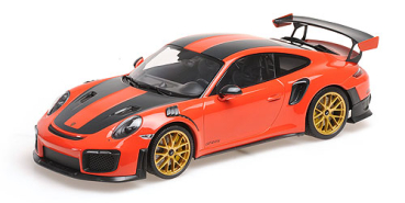 Minichamps 155068305 PORSCHE 911 991.2 GT2 RS 2018 orange / GOLDEN WHEELS 1:18 Modellauto