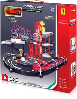 BBURAGO 15630197 FERRARI Racing GARAGE mit 1 Auto 1:43 Parking GARAGE