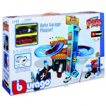 BBURAGO 15630361 PARKGARAGE mit 2 Autos 1:43 Parkhaus Auto Garage