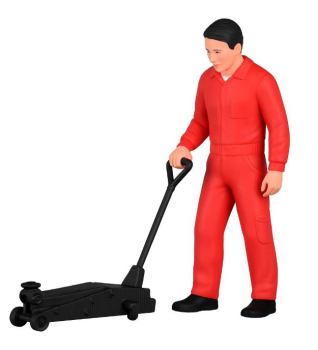 Atlantic 1:18 Figur Sam Mechaniker mit Wagenheber für Modellbau Diorama