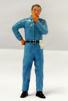 Figurenmanufaktur 180130 Mechaniker nachdenklich, blauer Overall - Figur 1:18