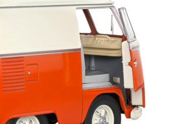 VW Volkswagen Kool Kombi orange weiß mit Anhänger 1:18 Solido Modellauto 421186412
