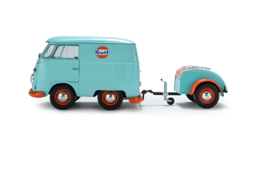 Preview: VW Volkswagen T1 Cool Combi Oil Tribute mit Anhänger Gulf 1:18 Solido Modellauto 421186608