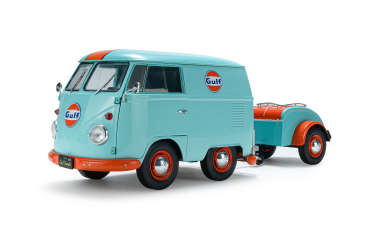 VW Volkswagen T1 Cool Combi Oil Tribute mit Anhänger Gulf 1:18 Solido Modellauto 421186608