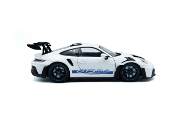 Porsche 911 GT3 RS 992 2024 weiß mit blauen Streifen 1:18 Solido 421186399 Modellauto