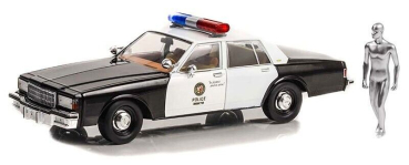 Greenlight 1987 Chevrolet Caprice + Terminator 2 Figur T-1000 Metropolitan Poice Filmfahrzeug 1:18 Modelcar 19105