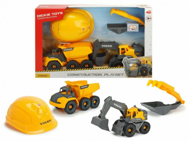 Dickie Volvo Construction Playset Bagger + Helm Spielzeug für Sandkasten