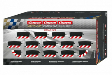 Carrera DIGITAL 124 + 132 + Evolution Innenrandstreifen für Kurve 4/15° (12), Endstücke (2) 20593