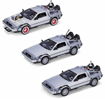 Welly Geschenk-Box Delorean 1983 Zurück in die Zukunft 1:24 Teil I, II & III Back to the future