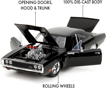 Fast & Furious 1970 Dodge Charger black 1:24 Modelcar Jada Toys 253203101