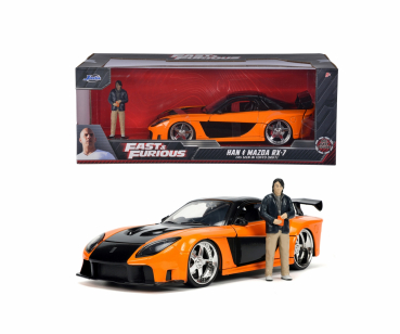 Jada Toys 253205002 Fast & Furious Han's Mazda RX7 1995 + Figur 1:24 Modellauto