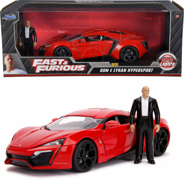 Jada Toys 253206002 Fast & Furious Dom's W Motorsports Lykan Hypersport + Figur 1:18 Modellauto