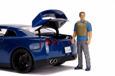 Jada Toys 253206003 Fast & Furious Brian's Nissan Skylie GT-R R35 + Figur 1:18 Modellauto