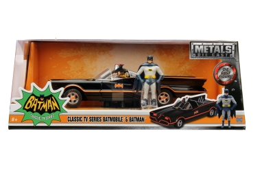 Jadatoys 253215001 Batman 1966 Classic Batmobile 1:24 mit Batman Figur Modellauto