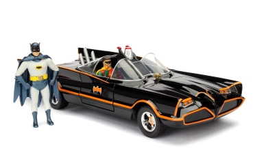 Jadatoys 253215001 Batman 1966 Classic Batmobile 1:24 mit Batman Figur Modellauto