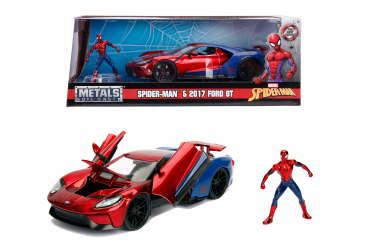 Jada Toys 253225002 Marvel Spiderman Figur + 2017 Ford GT 1:24 Modellauto