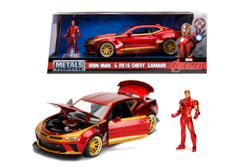 Jada Toys 253225003 Marvel Ironman Figur + 2016 Chevy Camaro SS 1:24 Modellauto